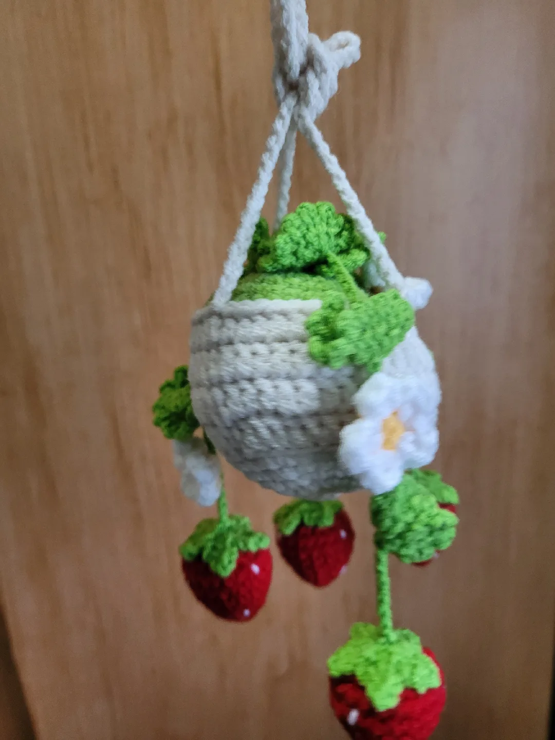 Crochet Strawberry Plant Hanger - Handmade image indicator(3)