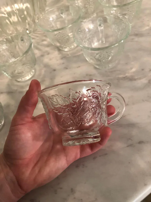 Vintage Glass Punch Bowl Set with Cups image indicator(6)