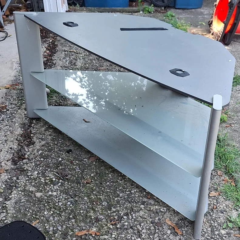 Corner TV Stand with Glass Shelves thumbnail