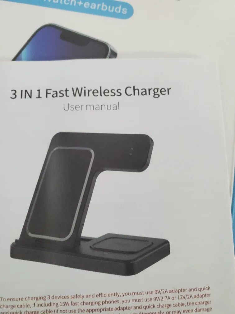 3 in 1 Foldable Wireless Charger - New in Box image indicator(4)
