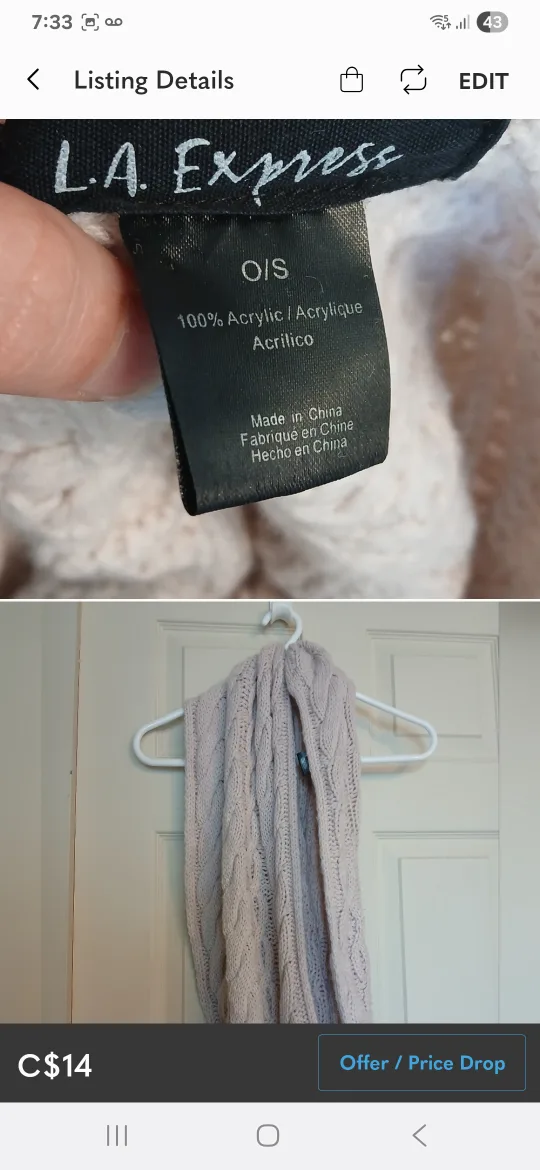 🥕#freecycle Light pink infinity scarf image indicator(2)