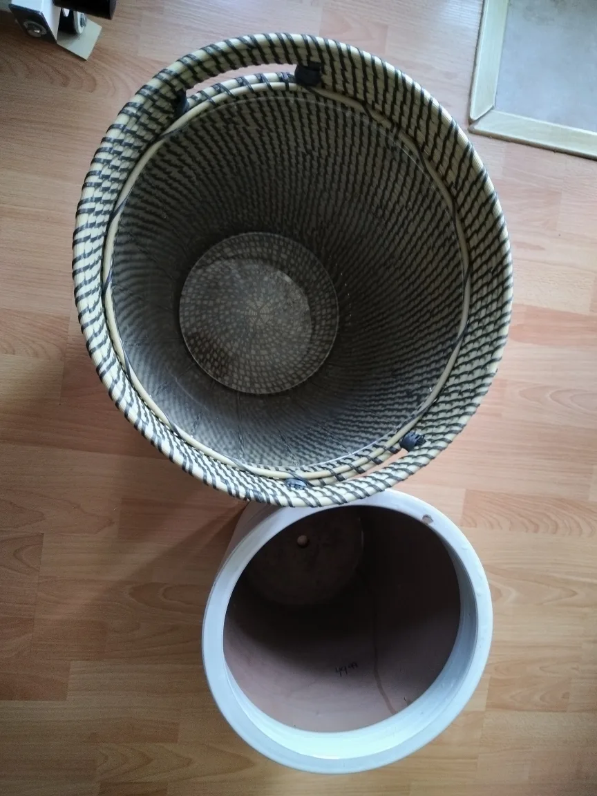 Two Decorative Planters - Woven & Ceramic image indicator(2)