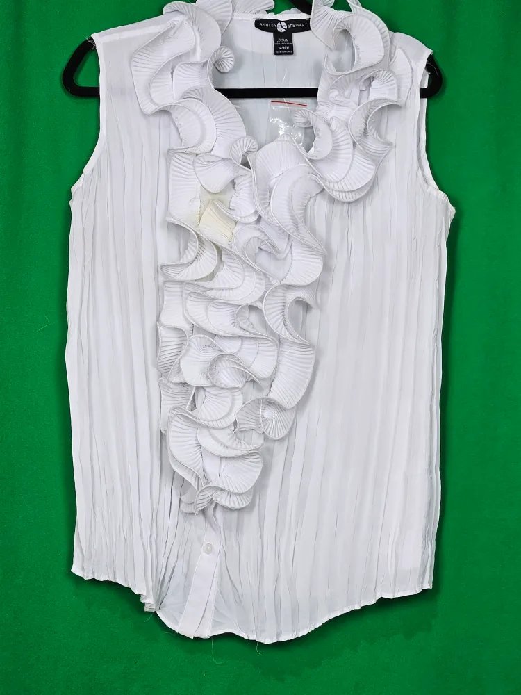 Ashley Stewart White Ruffle Blouse - Size 16/18 thumbnail