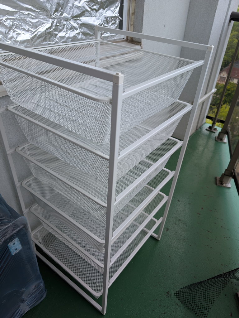 IKEA Jonaxel White Wire Basket Shelving Unit