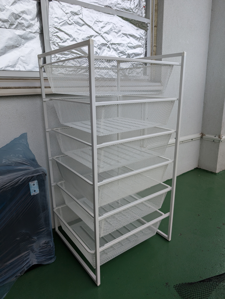 IKEA Jonaxel White Wire Basket Shelving Unit - photo 2