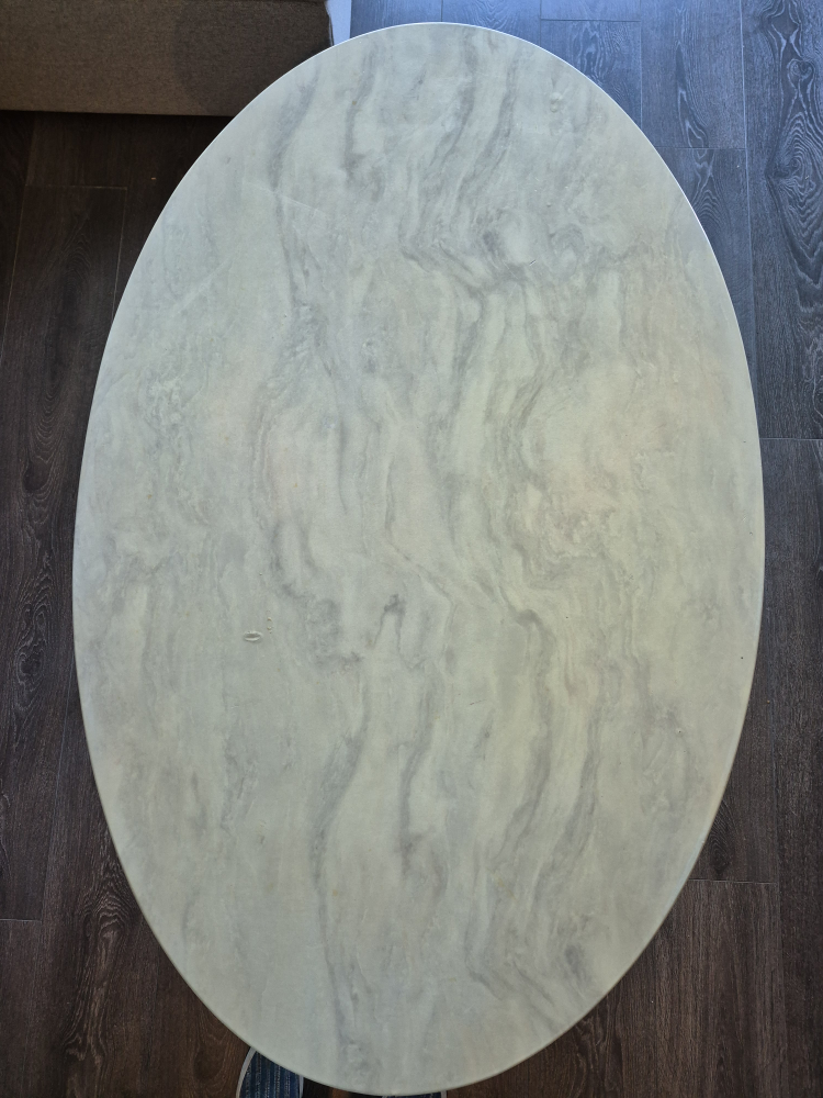 Round Faux Marble Coffee Table and End Table