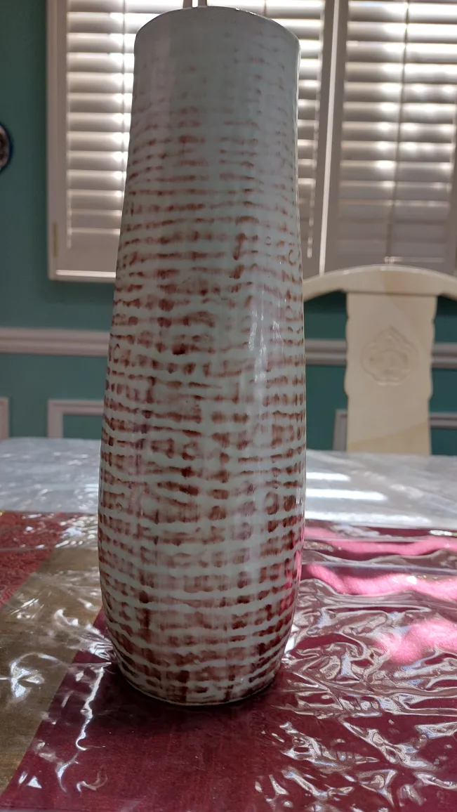 Hand-made tall clay vase. image indicator(3)