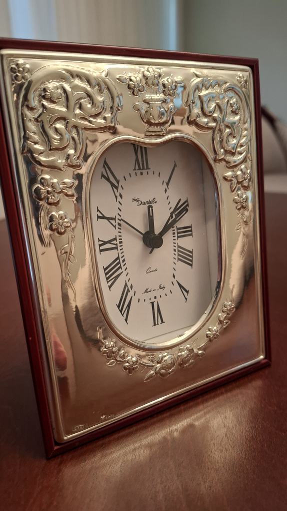 925 Sterling Silver Framed Tabletop Clock- Made in Italy - photo 4