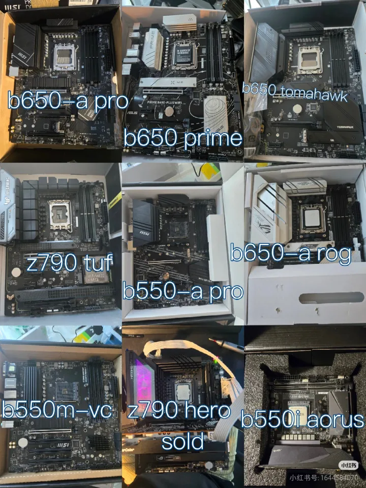 Various Motherboards: ASUS, MSI, Gigabyte