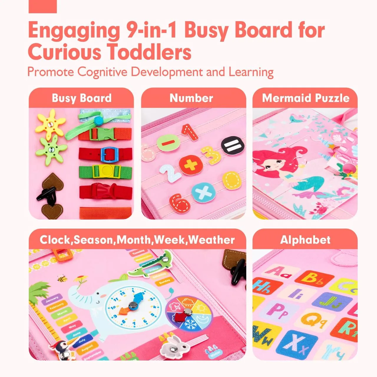 Hahaland Toddler Montessori Busy Board Unicorn - New in Box! image indicator(4)