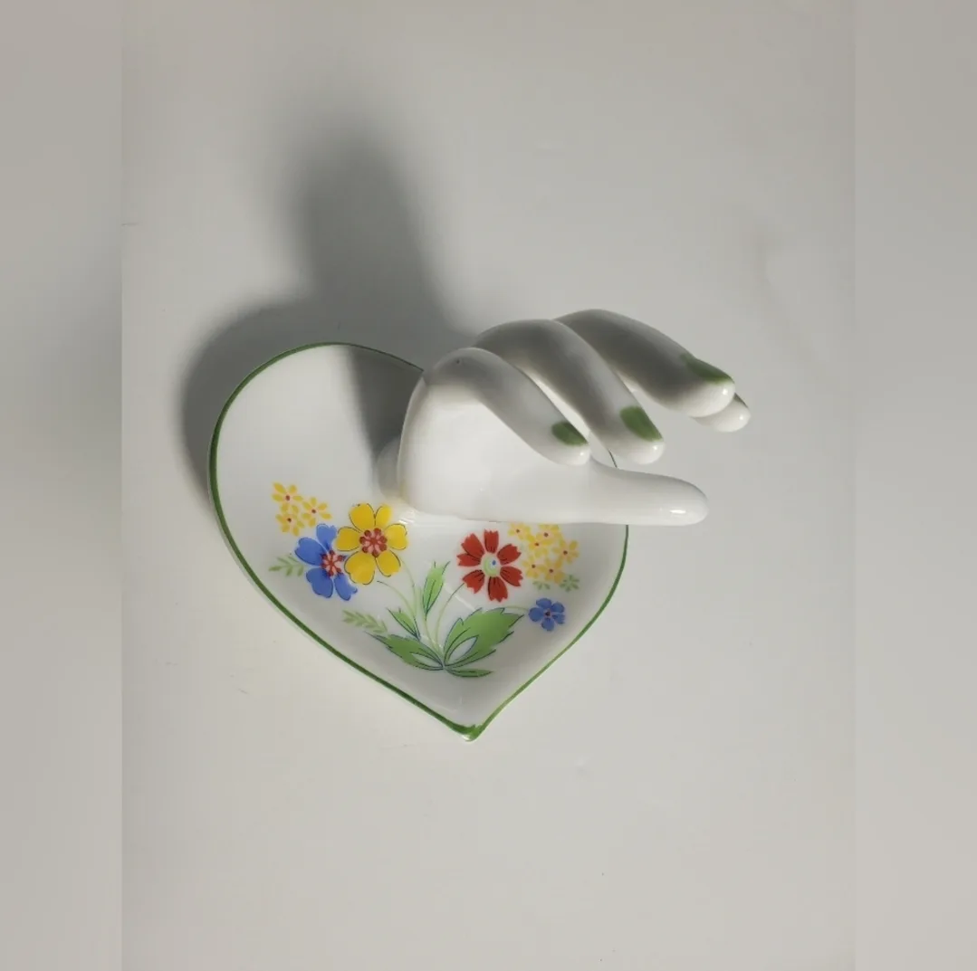Vintage Porcelain Hand Figurine and Trinket Dish image indicator(3)