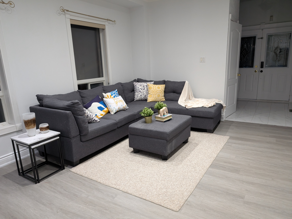 Grey Sectional Sofa with Ottoman
