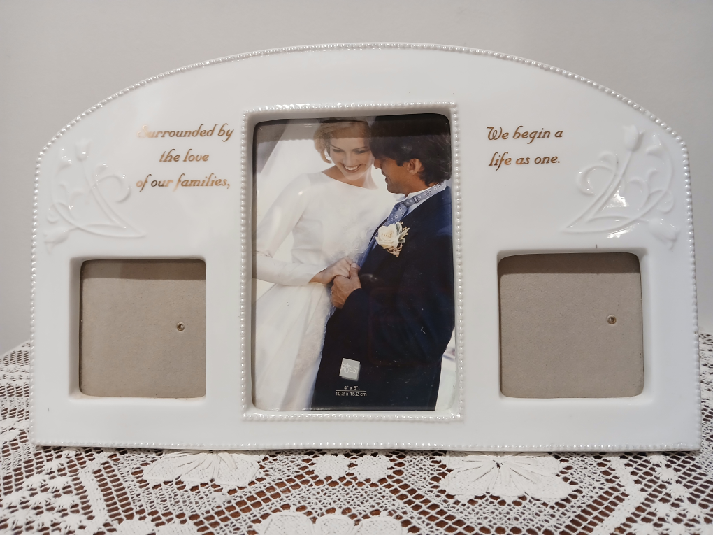 New White Triple Picture Frame - Wedding Theme