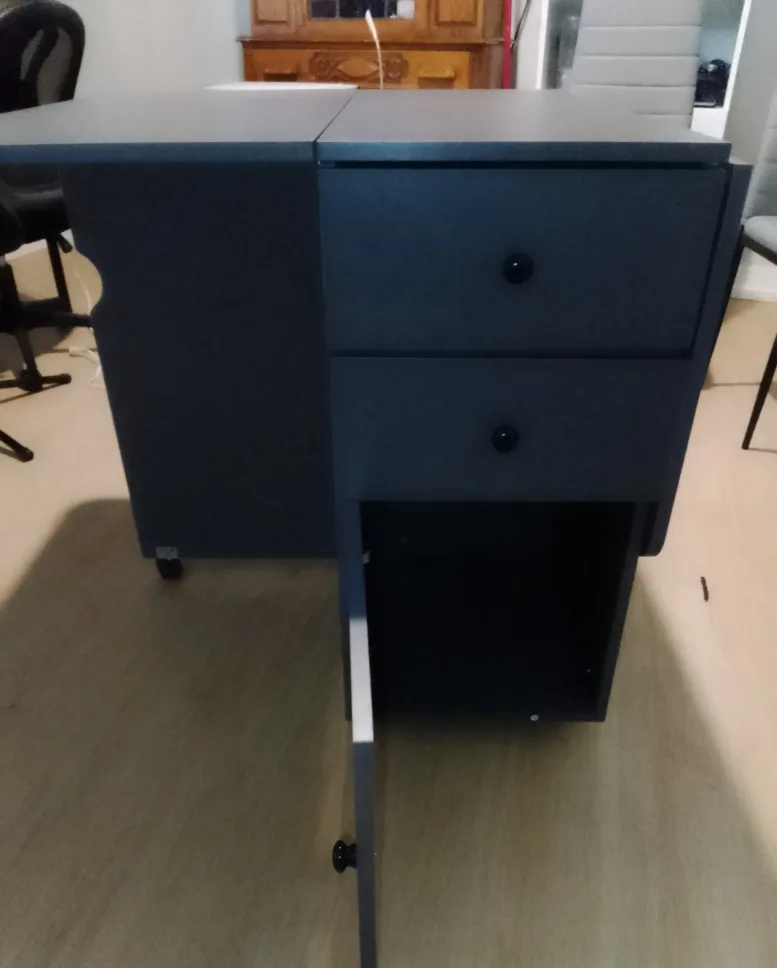 Folding Dining Table with pantry drawers and 4 Chairs - Grey image indicator(4)