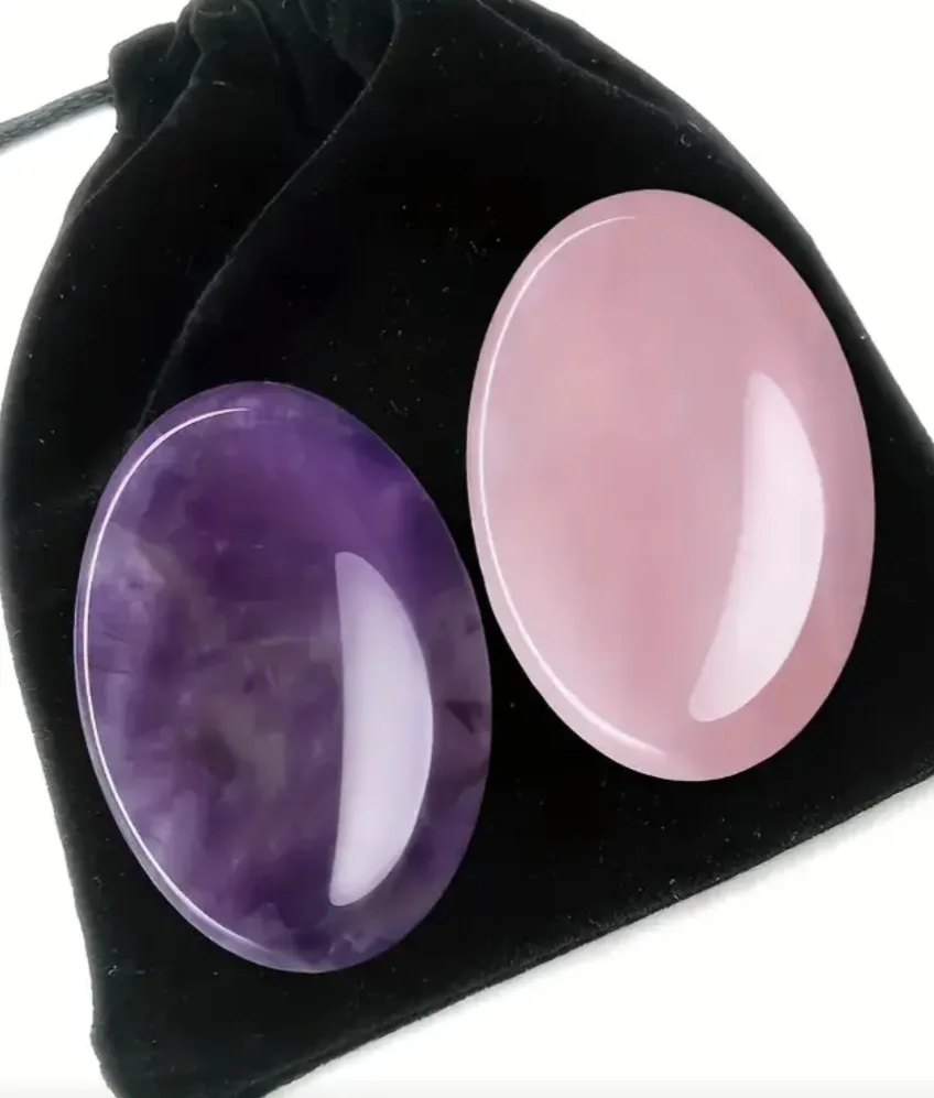 Amethyst & Rose Quartz Palm Stones image indicator(2)