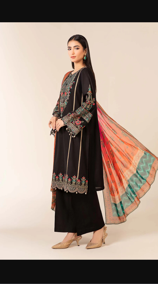 Maria.B Black Embroidered Kameez Shalwar Outfit
