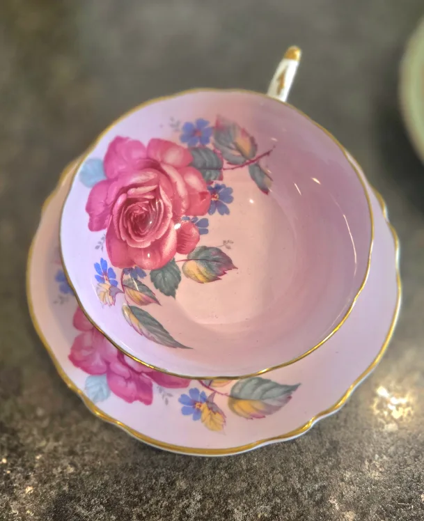 Pink Paragon Cabbage Rose Double Warrant Tea Cup & Saucer thumbnail