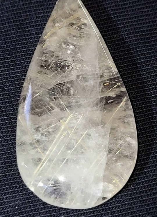 Rutilated Quartz Teardrop Cabochon - 45x22mm