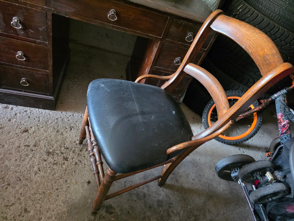 Antique Wooden Desk and Chair Set image indicator(4)