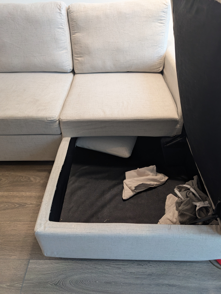 grayish Sofa with Pullout Bed and Storage - photo 2