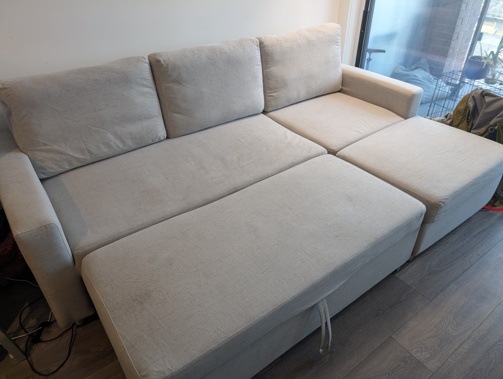 grayish Sofa with Pullout Bed and Storage - photo 3