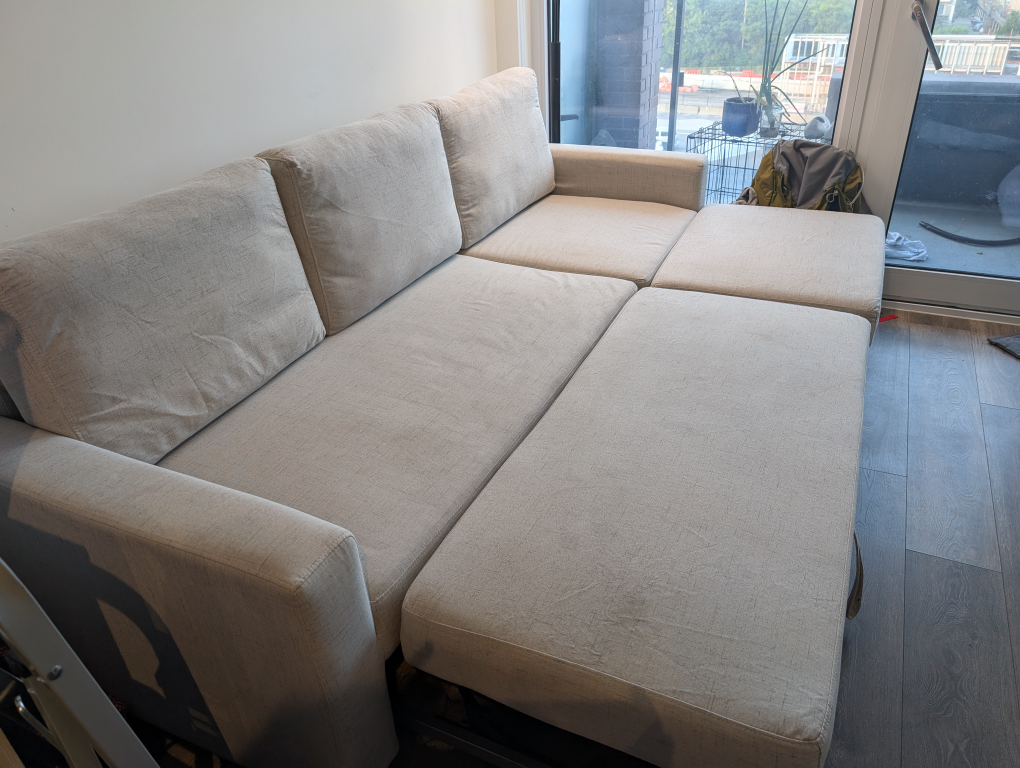 grayish Sofa with Pullout Bed and Storage - photo 5