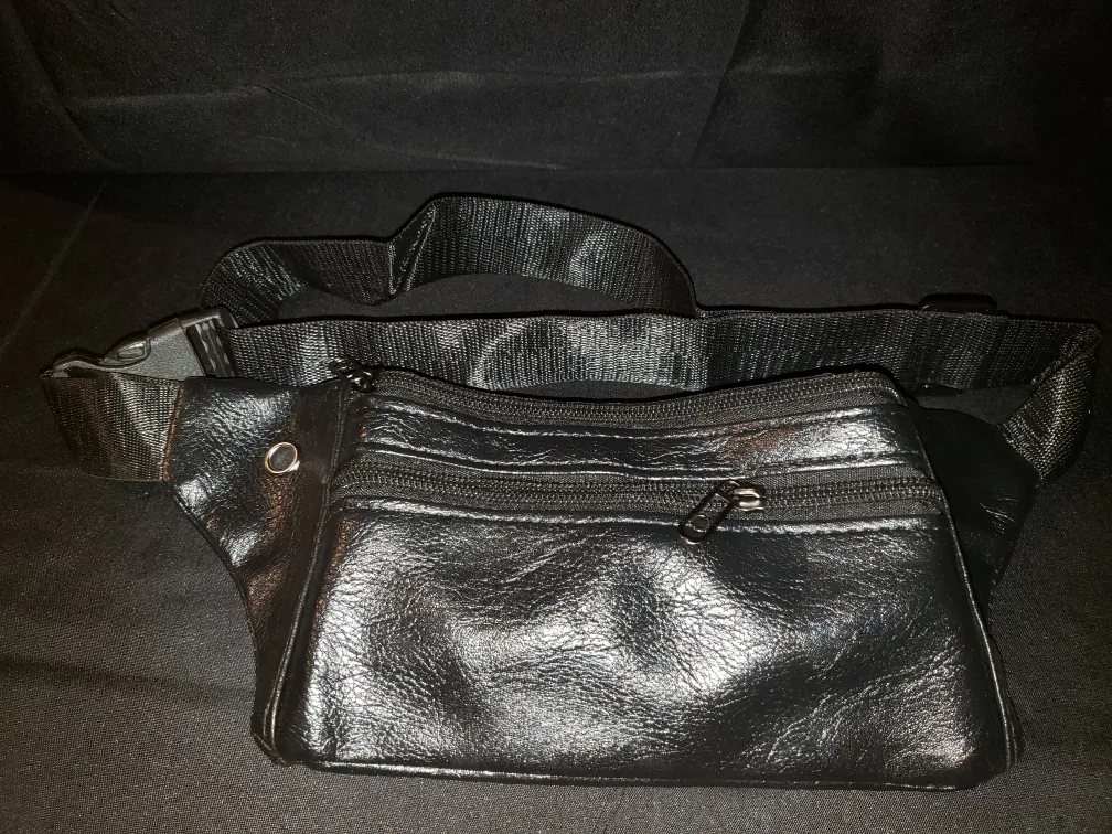 New Black Faux Leather Belt Bag thumbnail