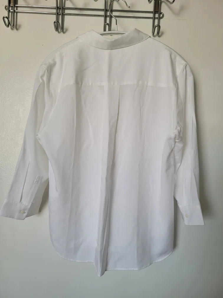 Uniqlo Rayon 3/4 Sleeve Skipper Collar Blouse - White - XS image indicator(3)