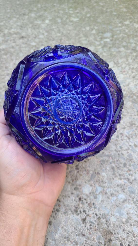 Vintage Cobalt Blue Cut Glass Bowl - photo 2