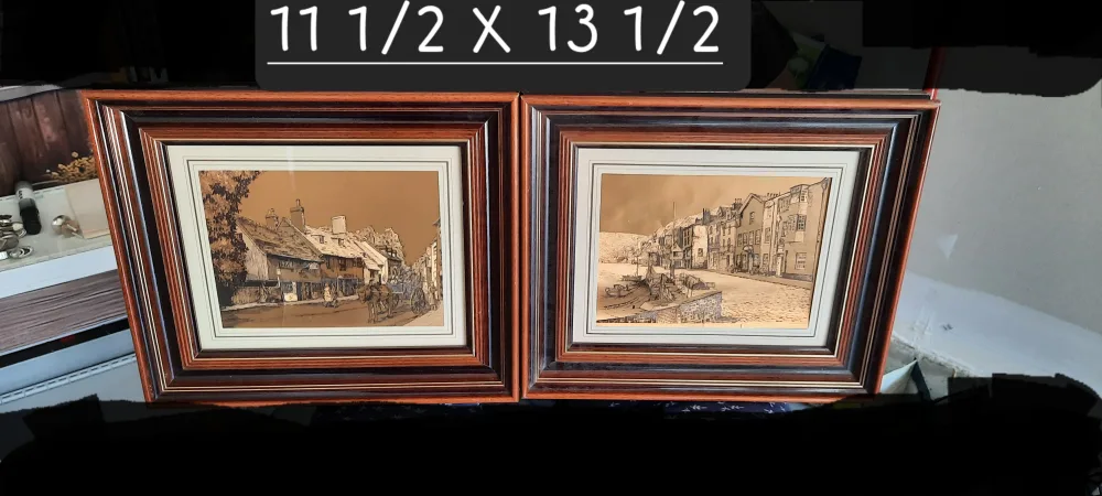 Framed Village Scene Prints - 11.5" x 13.5" thumbnail