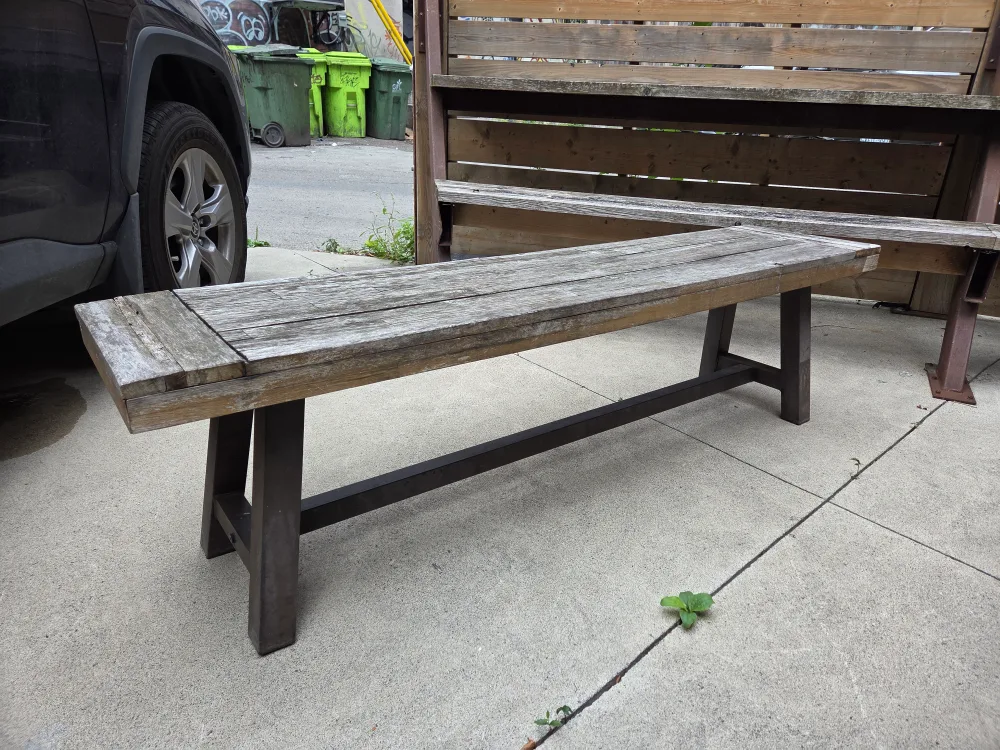 Wooden Bench with Metal Frame thumbnail