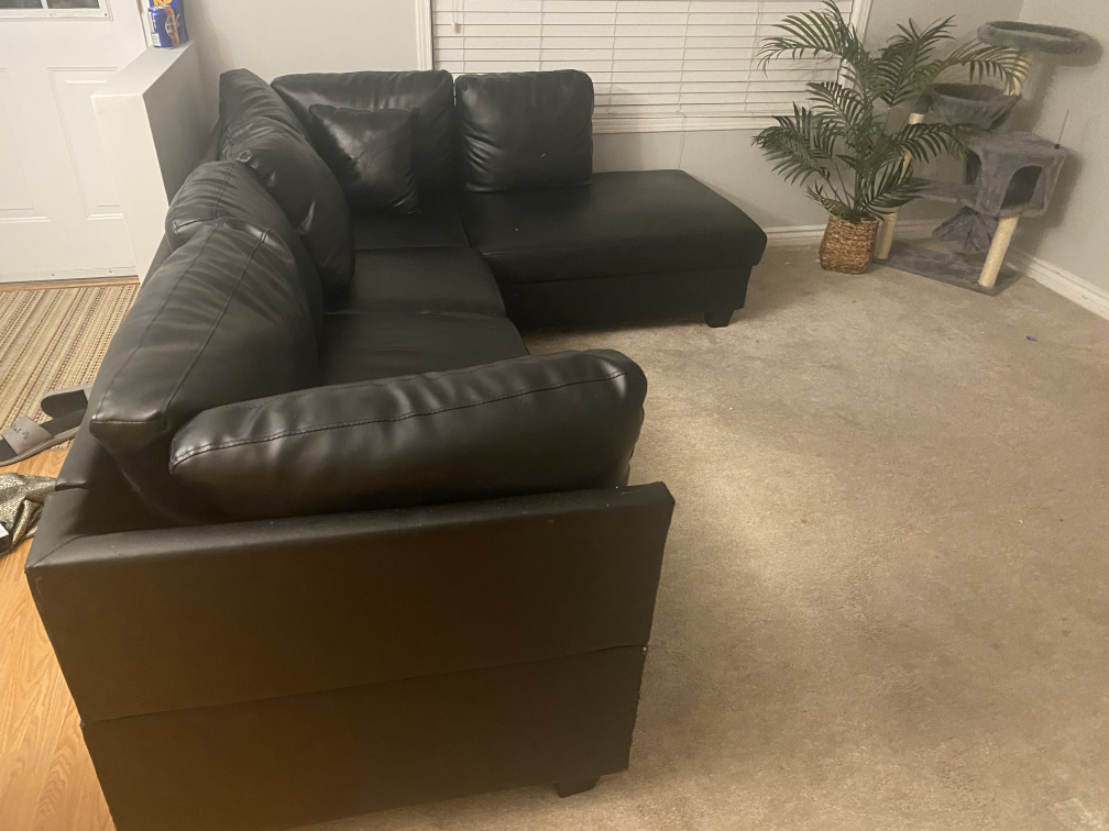 Black Leather Sectional Sofa - photo 2
