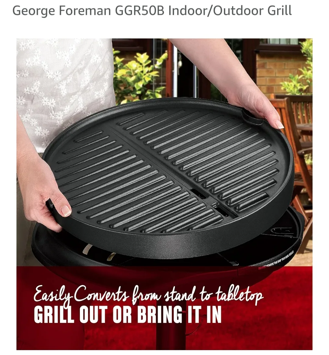 George Foreman GGR50B Indoor/Outdoor Grill electric image indicator(5)