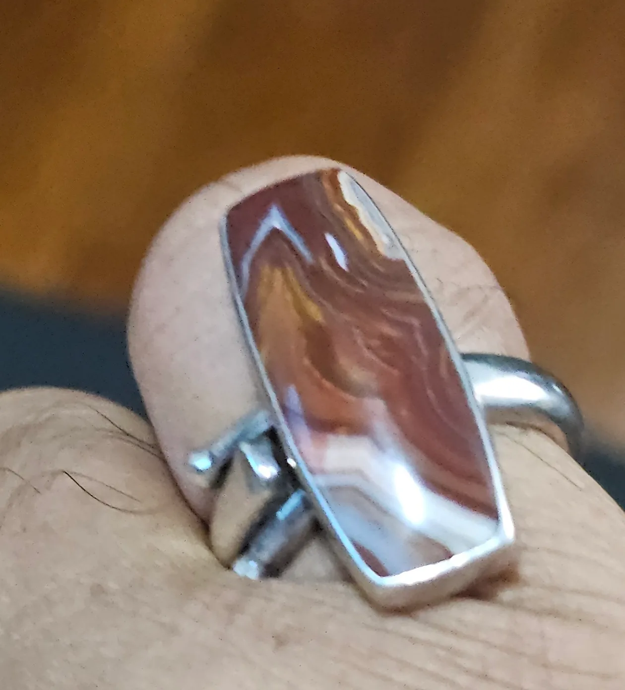 Sterling Silver Agate stone ring size 9 thumbnail