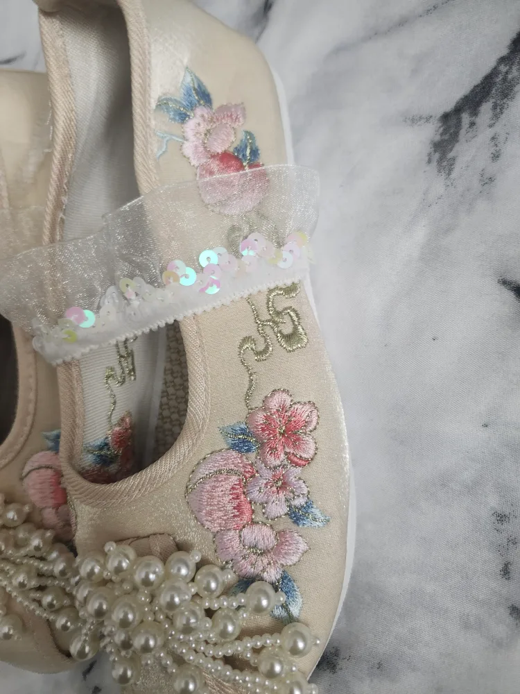🌸 Elegant Floral Flats w/ Pearls – Size 36 image indicator(3)