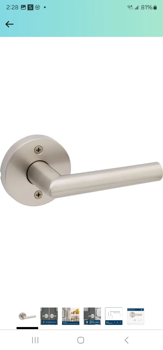 Weiser Milan Satin Nickel Door Handle, Reversible Half Dummy.. thumbnail