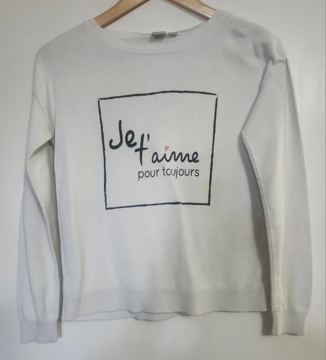 Twik White "Je t'aime" Sweater - Size Small thumbnail