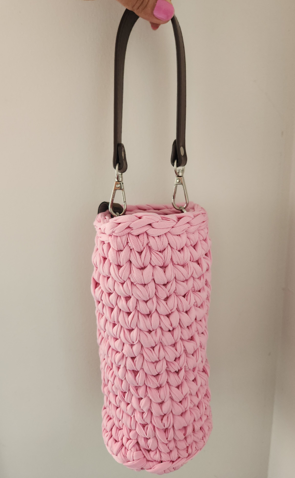 Pink Woven Water Bottle Holder