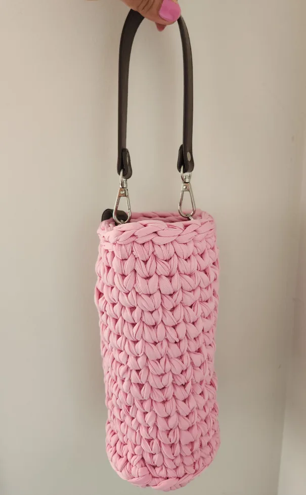 Pink Woven Water Bottle Holder thumbnail