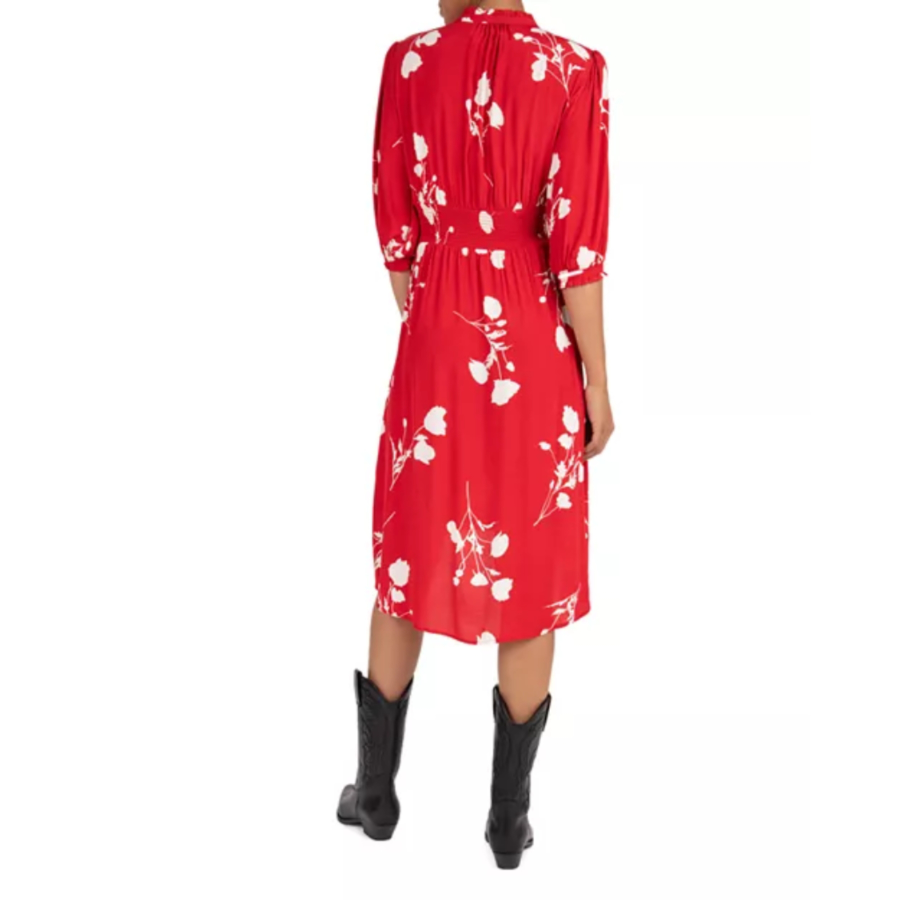 Ba & Sh Poema Floral-print High/low Dress In Rouge - photo 3