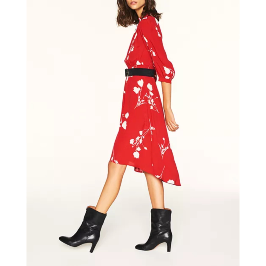 Ba & Sh Poema Floral-print High/low Dress In Rouge - photo 4