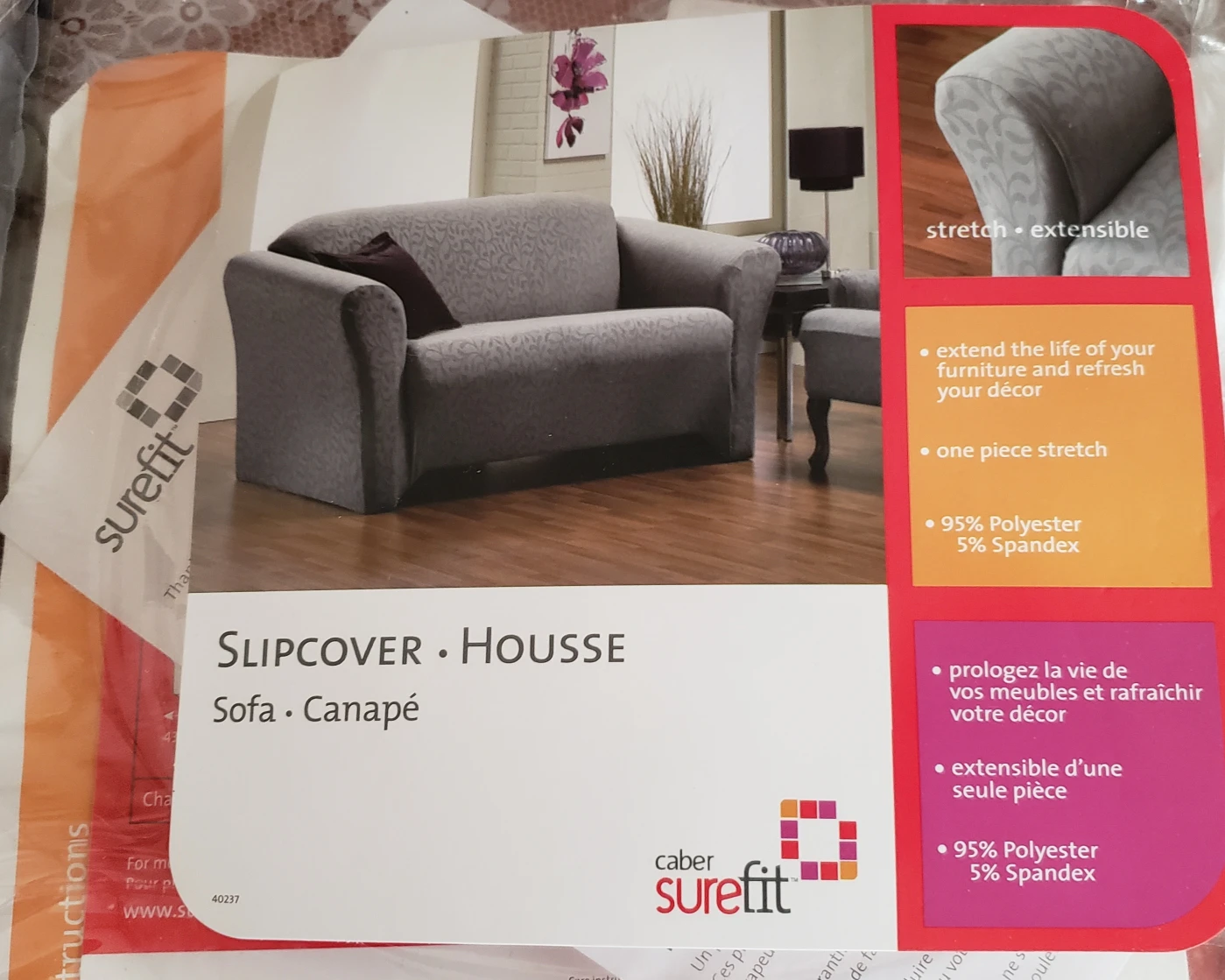 Surefit Sofa Slipcover, Red for 3 seat sofa - photo 2