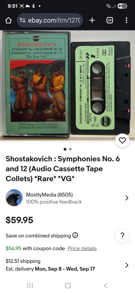 Shostakovich Symphonies 6 & 11 Cassette Tapes Set image indicator(10)