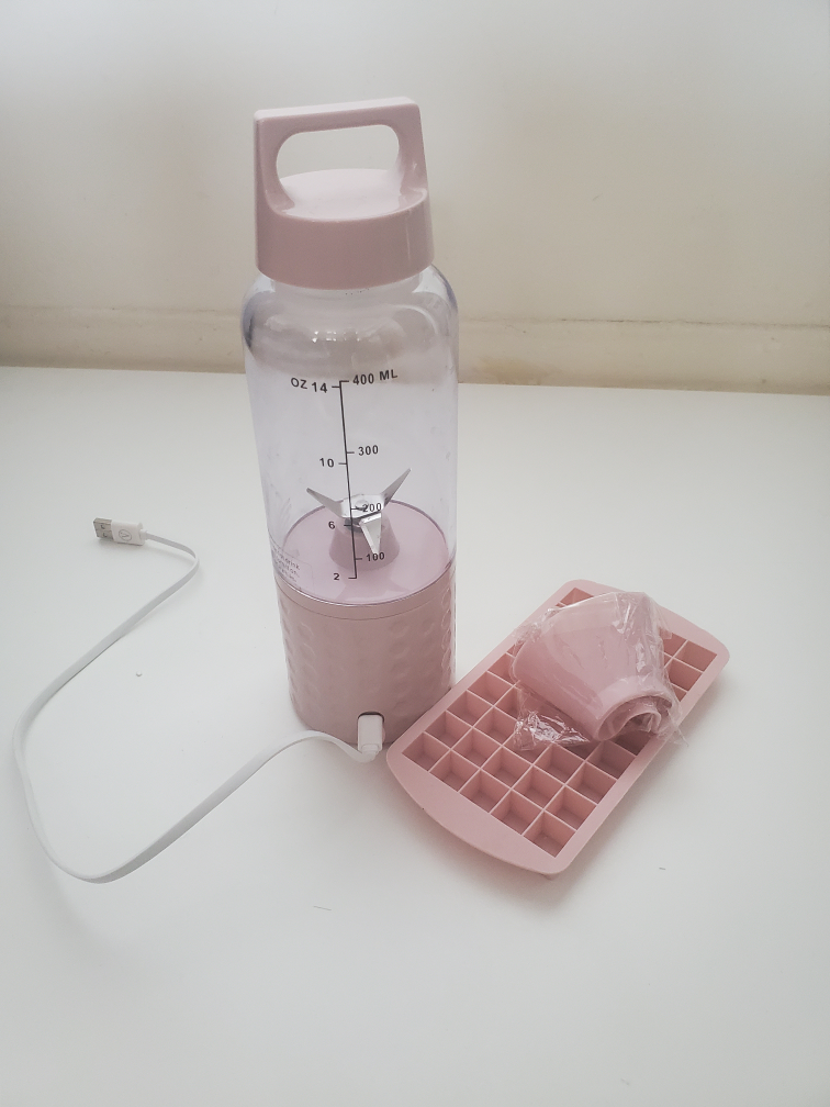 Pink Portable Blender with Ice Cube Tray