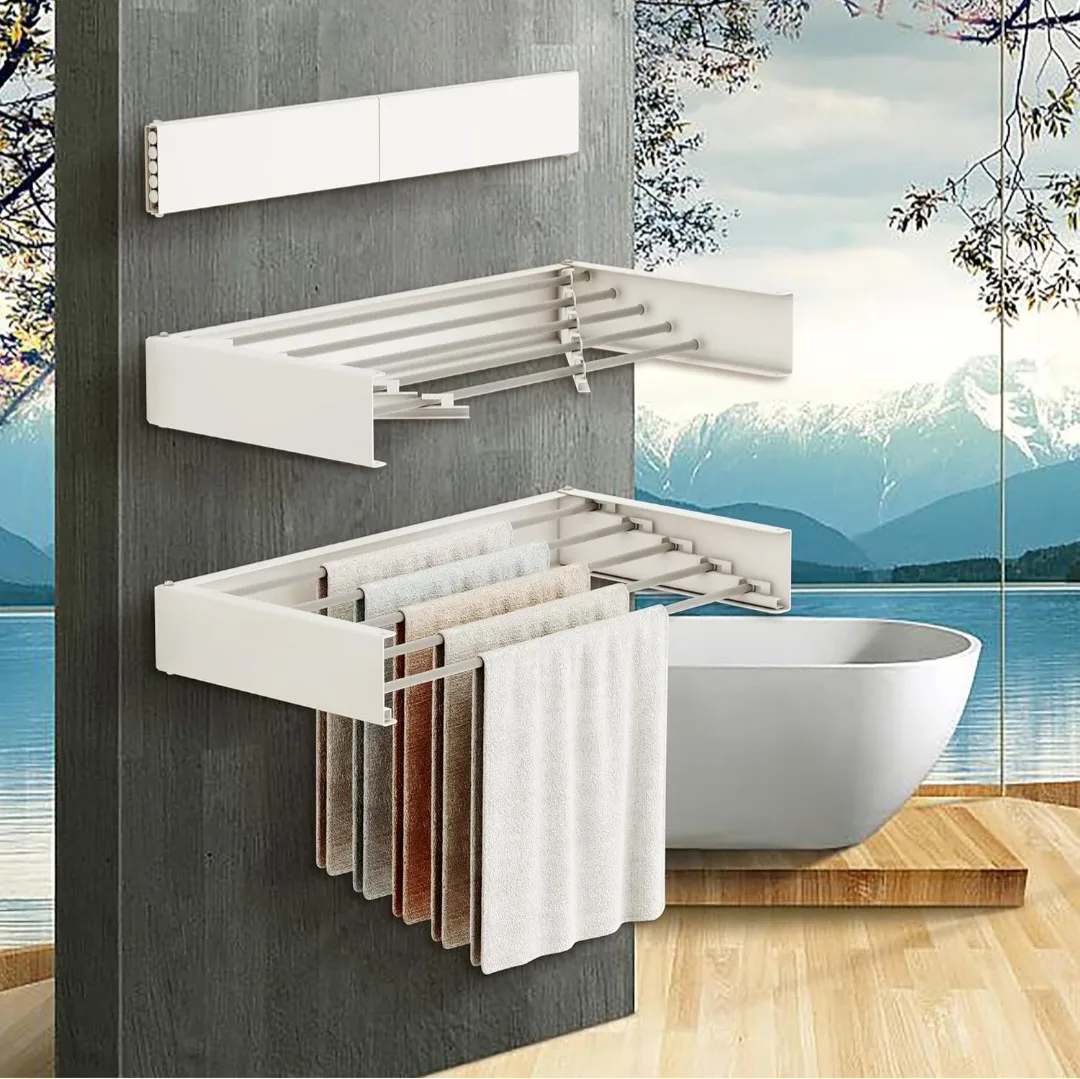 Wall Mounted Retractable Clothes Drying Rack thumbnail