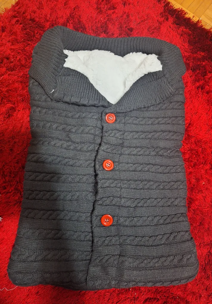 Grey Knitted Baby Sleeping Bag thumbnail