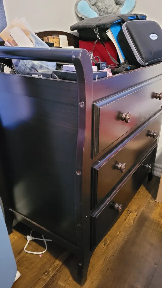 Wooden Dark Brown Dresser - 38" Tall image indicator(2)