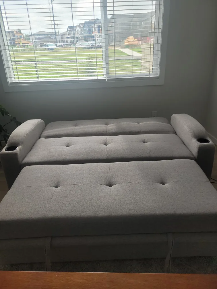 New Grey Sofa Bed with Cup Holders image indicator(2)