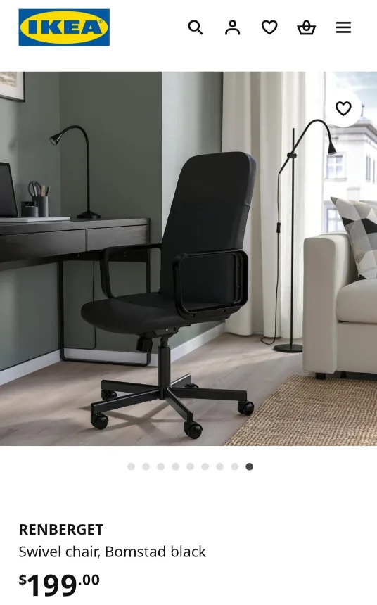 IKEA Renberget Black Office Chair image indicator(10)