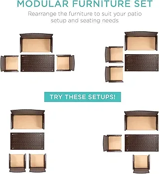 Dark Brown Wicker Patio Furniture Set with Glass Table image indicator(5)